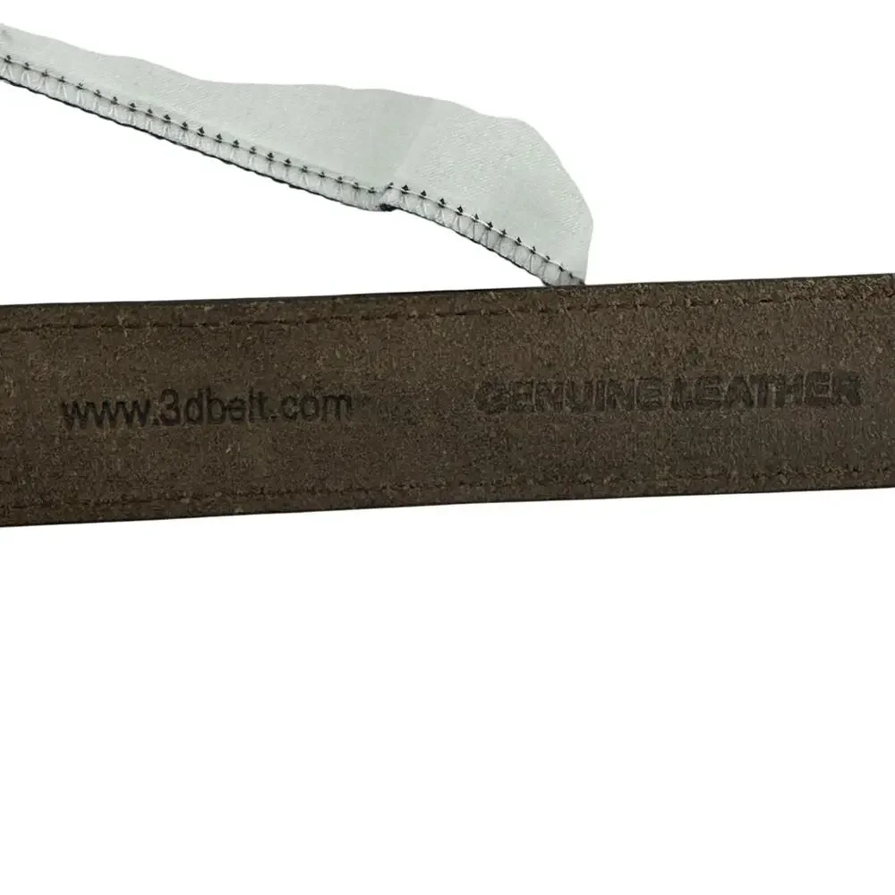 3D Brown Leather Belt Youth D1492 Size 24 Silver Toned Buckle Western Rodeo